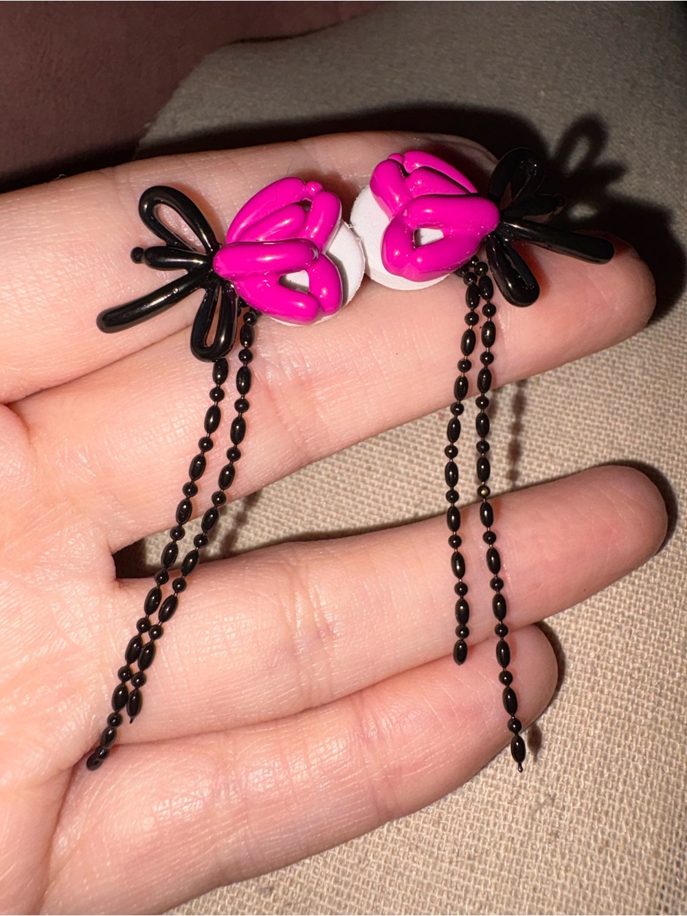 Pink Floral Drop Earrings - Unbranded